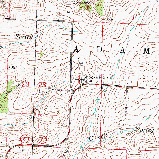 Topographic Map of Shooks Prairie Cemetery, WI