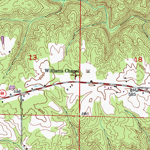 Topographic Map of Williams Chapel, AL
