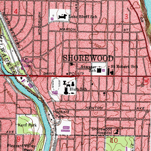 Topographic Map of Shorewood, WI