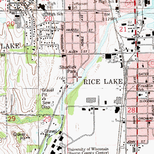 Topographic Map of Shudlick Park, WI