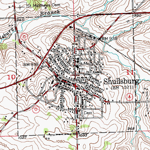 Topographic Map of Shullsburg, WI