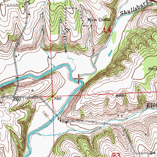 Topographic Map of Shullsburg Branch, WI