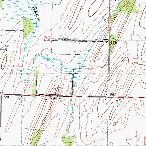 Topographic Map of Shultz Creek, WI