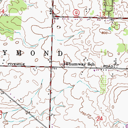 Topographic Map of Shumway School, WI