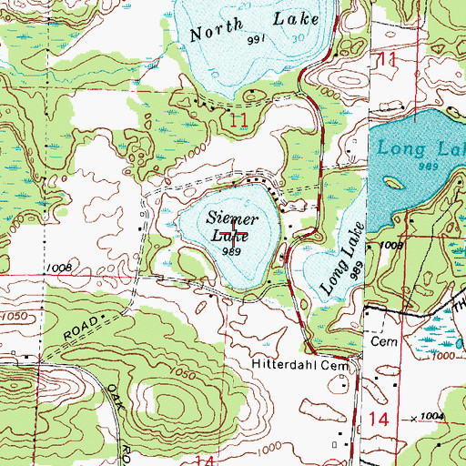 Topographic Map of Siemer Lake, WI