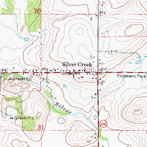 Topographic Map of Silver Creek, WI