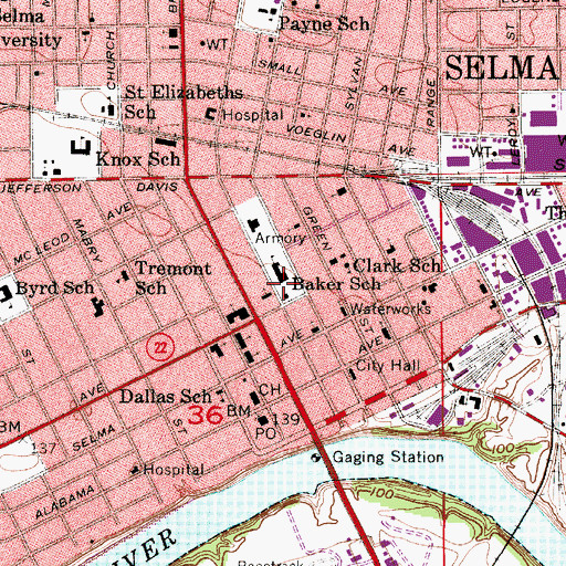 Topographic Map of Eastside-Pickard Auditorium, AL