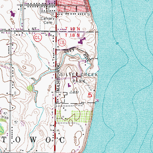 Topographic Map of Silver Creek Park, WI