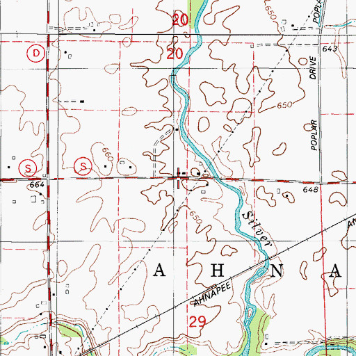 Topographic Map of Silver Creek School (historical), WI