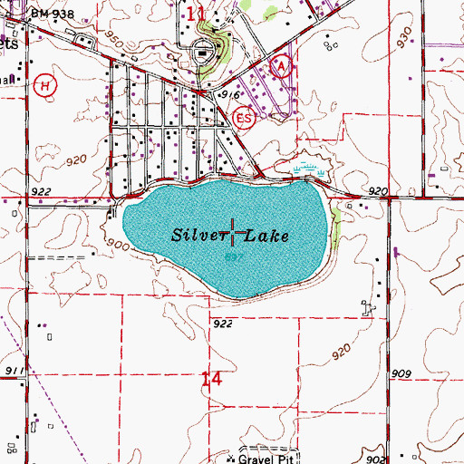 Topographic Map of Silver Lake, WI