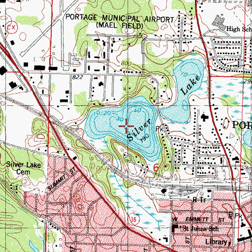 Topographic Map of Silver Lake, WI
