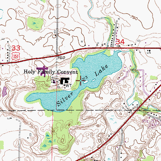 Topographic Map of Silver Lake, WI