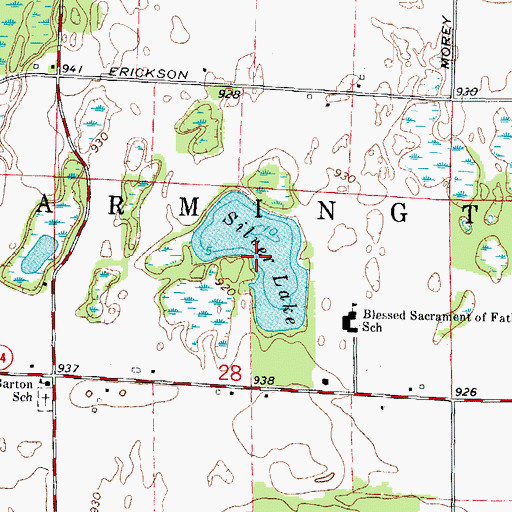 Topographic Map of Silver Lake, WI