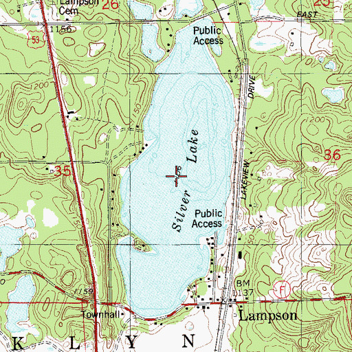 Topographic Map of Silver Lake, WI