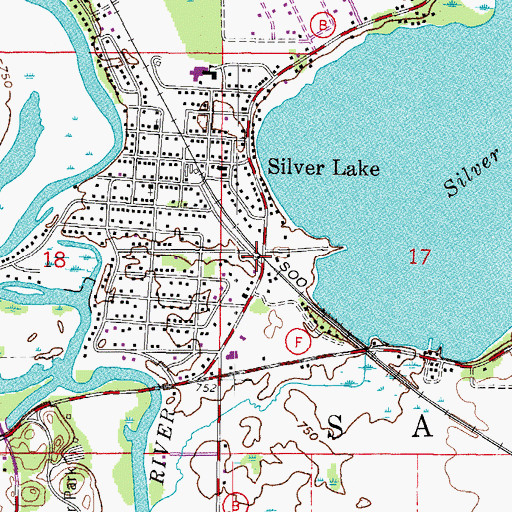 Topographic Map of Silver Lake, WI