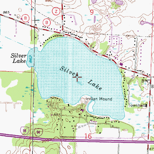 Topographic Map of Silver Lake, WI