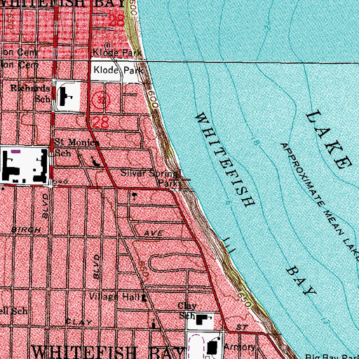Topographic Map of Silver Spring Park, WI