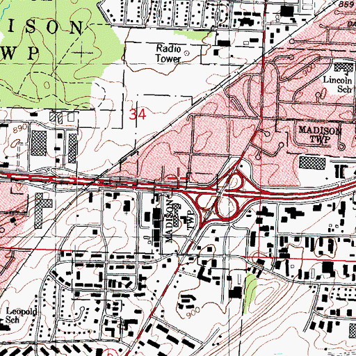 Topographic Map of Silver Spring School, WI