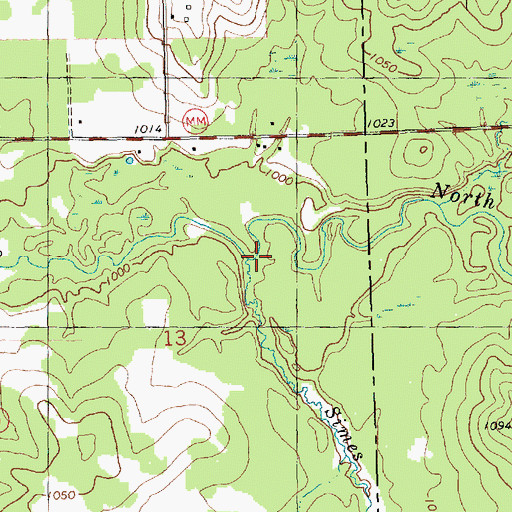 Topographic Map of Simes Creek, WI