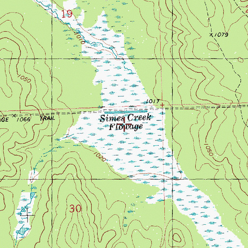 Topographic Map of Simes Creek Flowage, WI