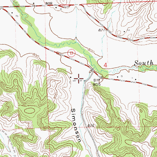 Topographic Map of Simonson Coulee, WI