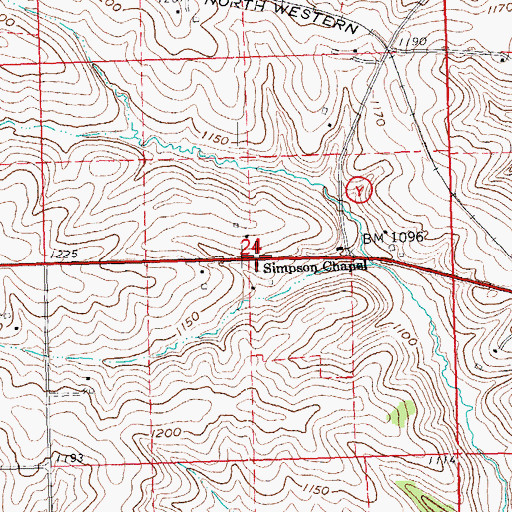 Topographic Map of Simpson Chapel, WI