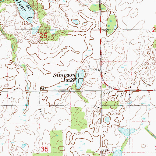 Topographic Map of Simpson Lake, WI