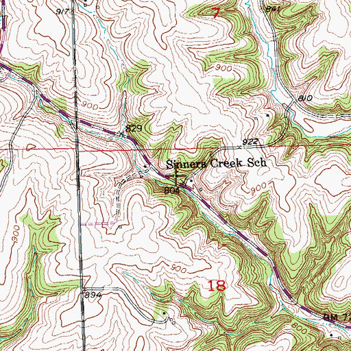 Topographic Map of Sinners Creek School, WI