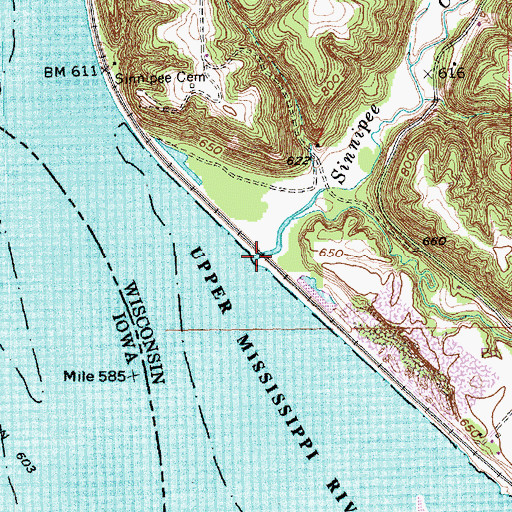 Topographic Map of Sinnipee Creek, WI