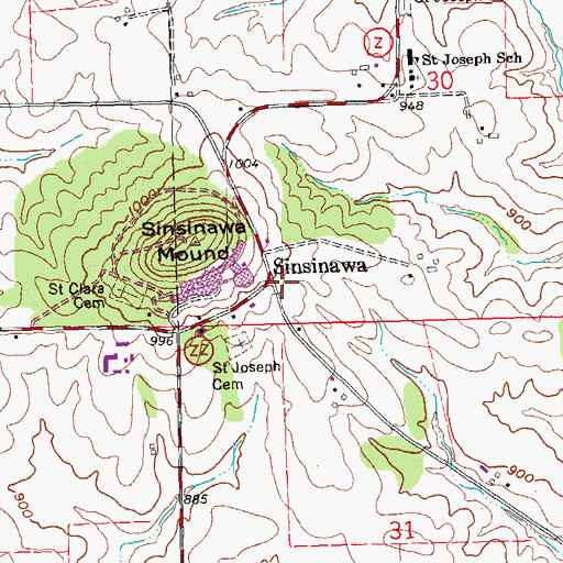 Topographic Map of Sinsinawa, WI