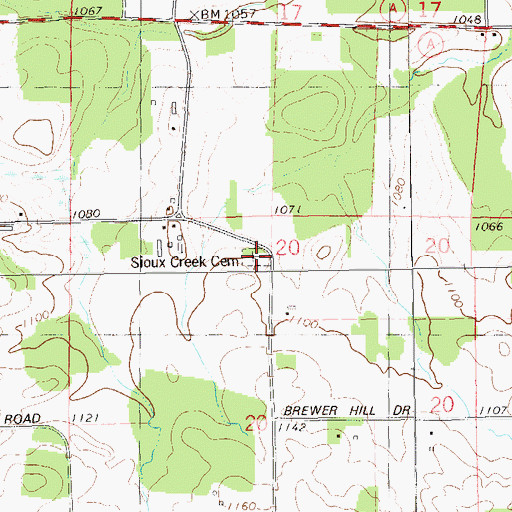 Topographic Map of Sioux Creek Cemetery, WI