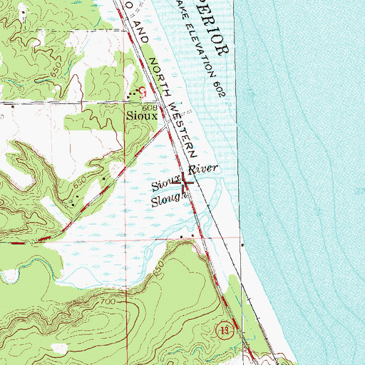 Topographic Map of Sioux River Slough, WI