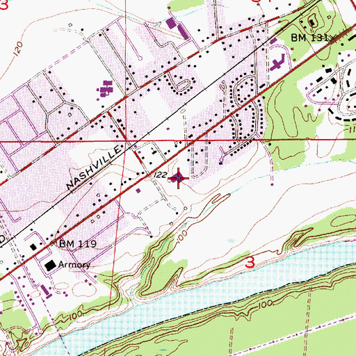 Topographic Map of Satterfield Plaza Shopping Center, AL