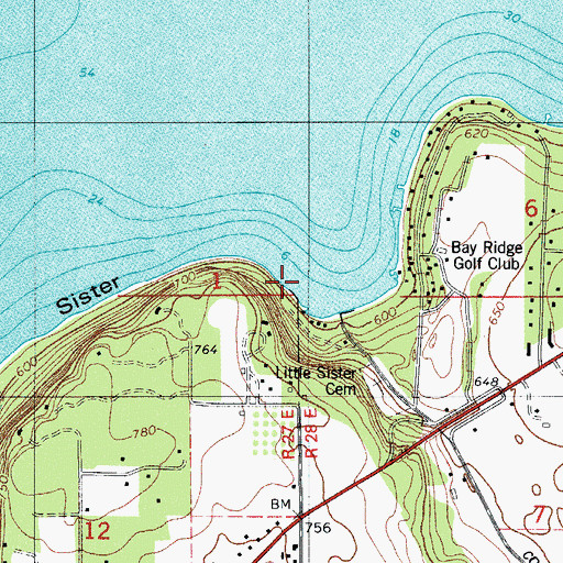 Topographic Map of Sister Bluffs, WI