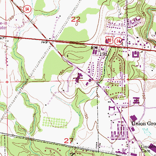 Topographic Map of Vaughan Regional Medical Center, AL