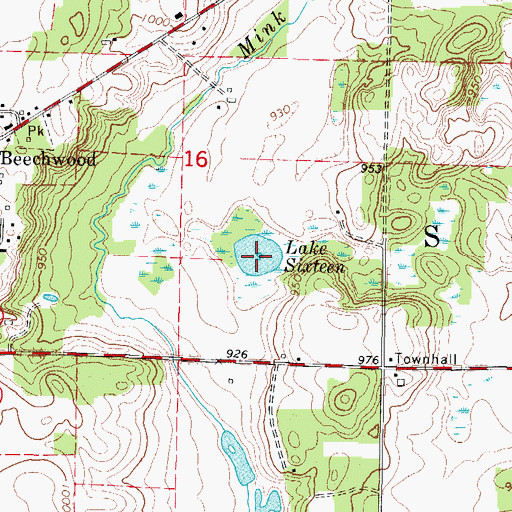 Topographic Map of Lake Sixteen, WI