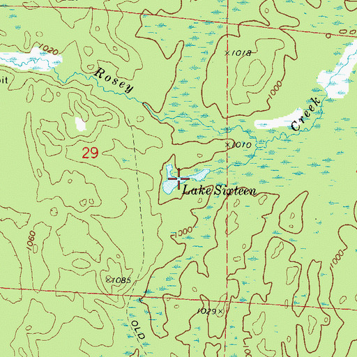 Topographic Map of Lake Sixteen, WI