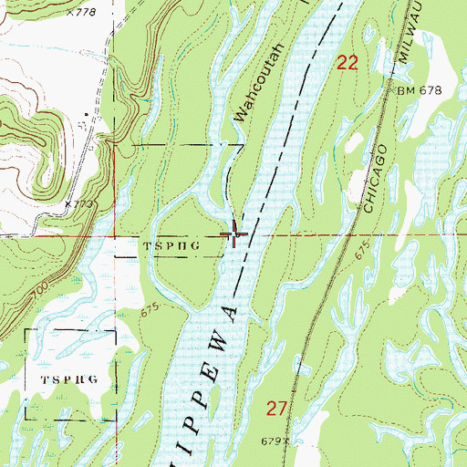 Topographic Map of Sixteenth Creek, WI