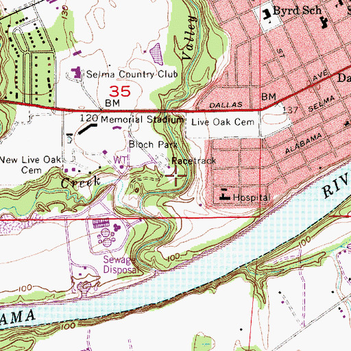 Topographic Map of Valley Creek Park, AL