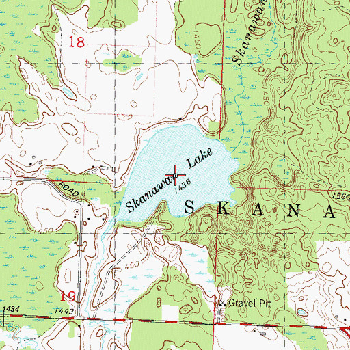 Topographic Map of Skanawan Lake, WI
