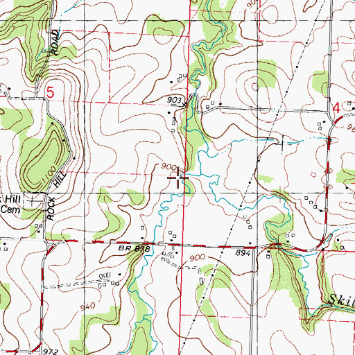 Topographic Map of Skillet Creek, WI