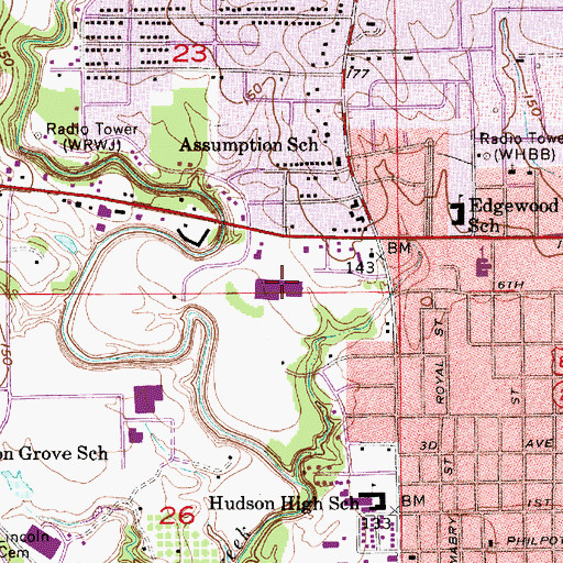 Topographic Map of Valley Creek Plaza Shopping Center, AL