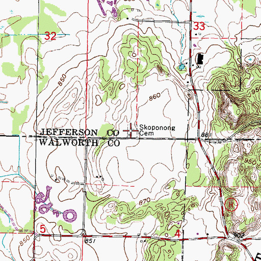 Topographic Map of Skoponong Cemetery, WI