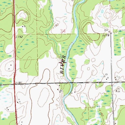 Topographic Map of Skunk Creek, WI