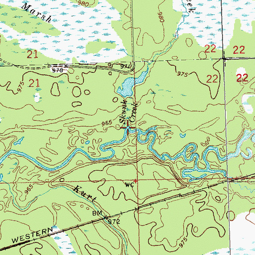 Topographic Map of Skunk Creek, WI