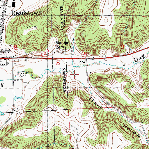 Topographic Map of Skunk Hollow, WI