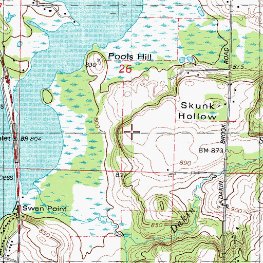 Topographic Map of Skunk Hollow, WI
