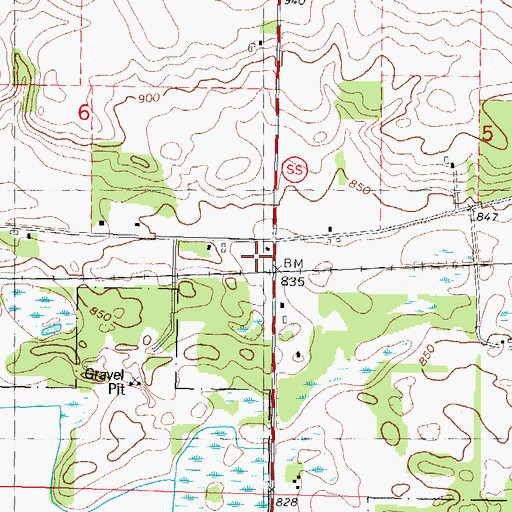Topographic Map of Slab School, WI