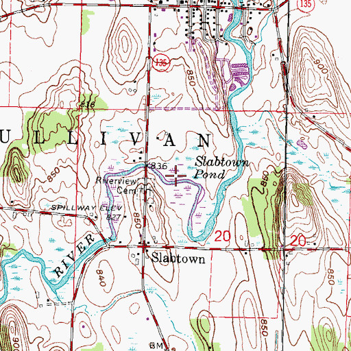 Topographic Map of Slabtown Pond, WI