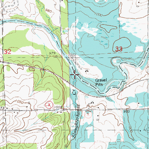 Topographic Map of Slaughterhouse Creek, WI